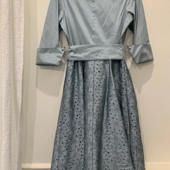 Rickie Freeman for Teri Jon Size 8 Dusty Blue Cocktail Dress - Picture 3 of 14